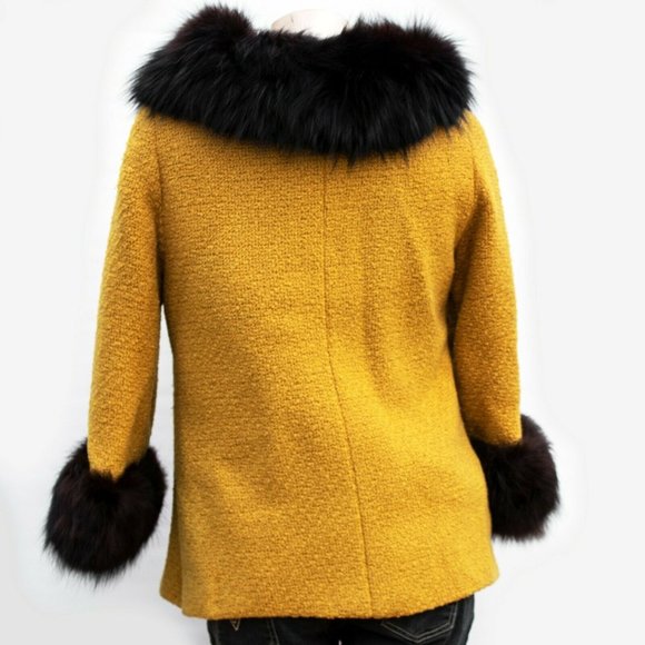 Women's Coat VISCONTI Vintage Gold Brown Faux Fur - Picture 9 of 10